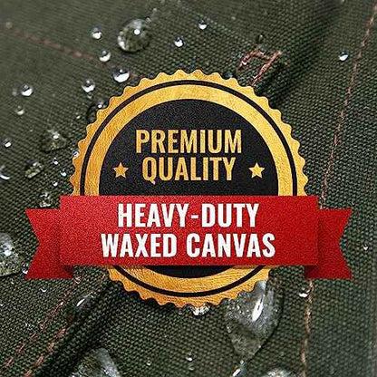 Under NY Sky Tool Apron - 20 Pockets and Slots, Cross-Back, Heavy-Duty Waxed Canvas - Woodwork, Garden, Shop (Green Cross-Back)