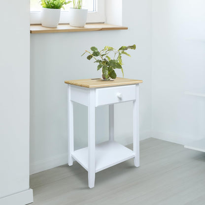 Casual Home Owl Night Stand with USB Port Charging Station and Drawer, 17.5" W x 14.25" D x 24.5" H, Natural Gray