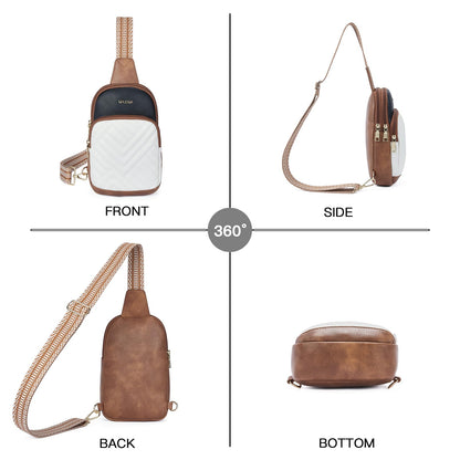 Telena Crossbody Sling Bags for Women, PU Leather Fanny Packs Cross Body Bag for Woman