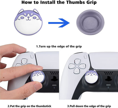 PlayVital Cute Thumb Grip Caps for ps5/4 Controller, Silicone Analog Stick Cover for Xbox Series X/S, Thumbstick Caps for Switch Pro Controller - Cutie Kitty