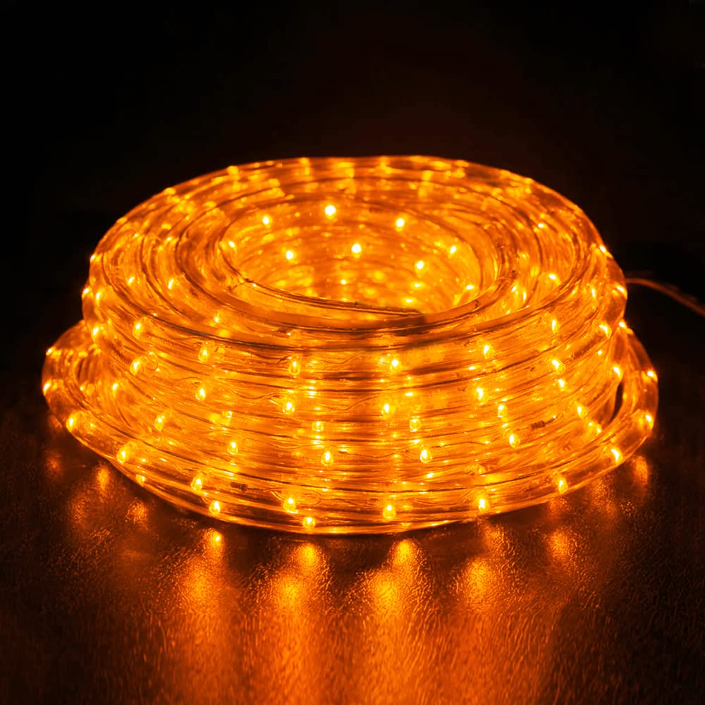 WYZworks 576LEDs, 50ft LED Outside Rope Lights, Waterproof Permanent Outdoor ETL Certified Connectable Clear Tube, Christmas Palm Tree Holiday Decorative Landscape Patio Accent Lighting - Orange