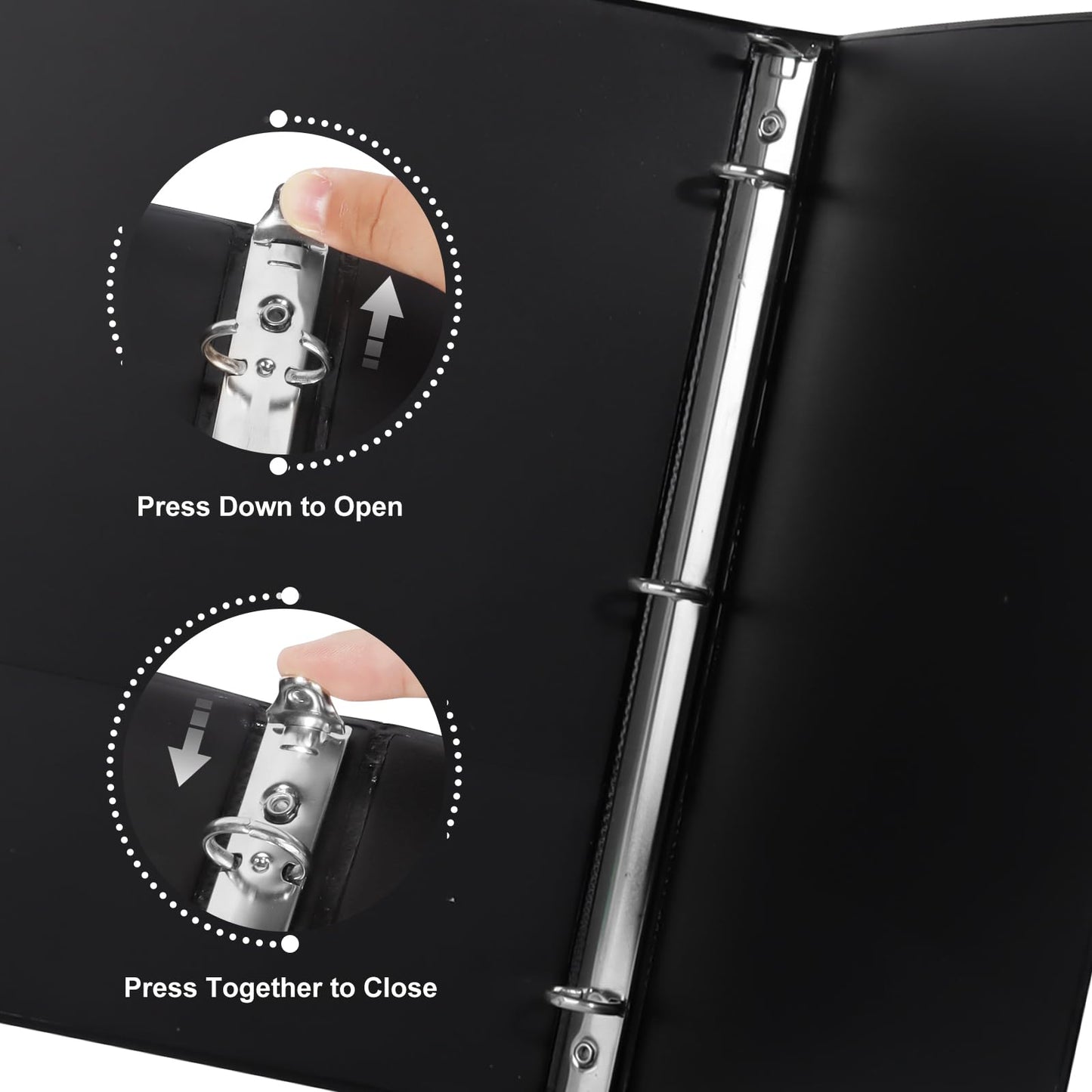 CIXILDTS 0.5-inch Round Ring Binder, Durable 1/2" 3 Ring Binder Fit Letter Size Paper, Presentation View Binders, Black,12-Pack