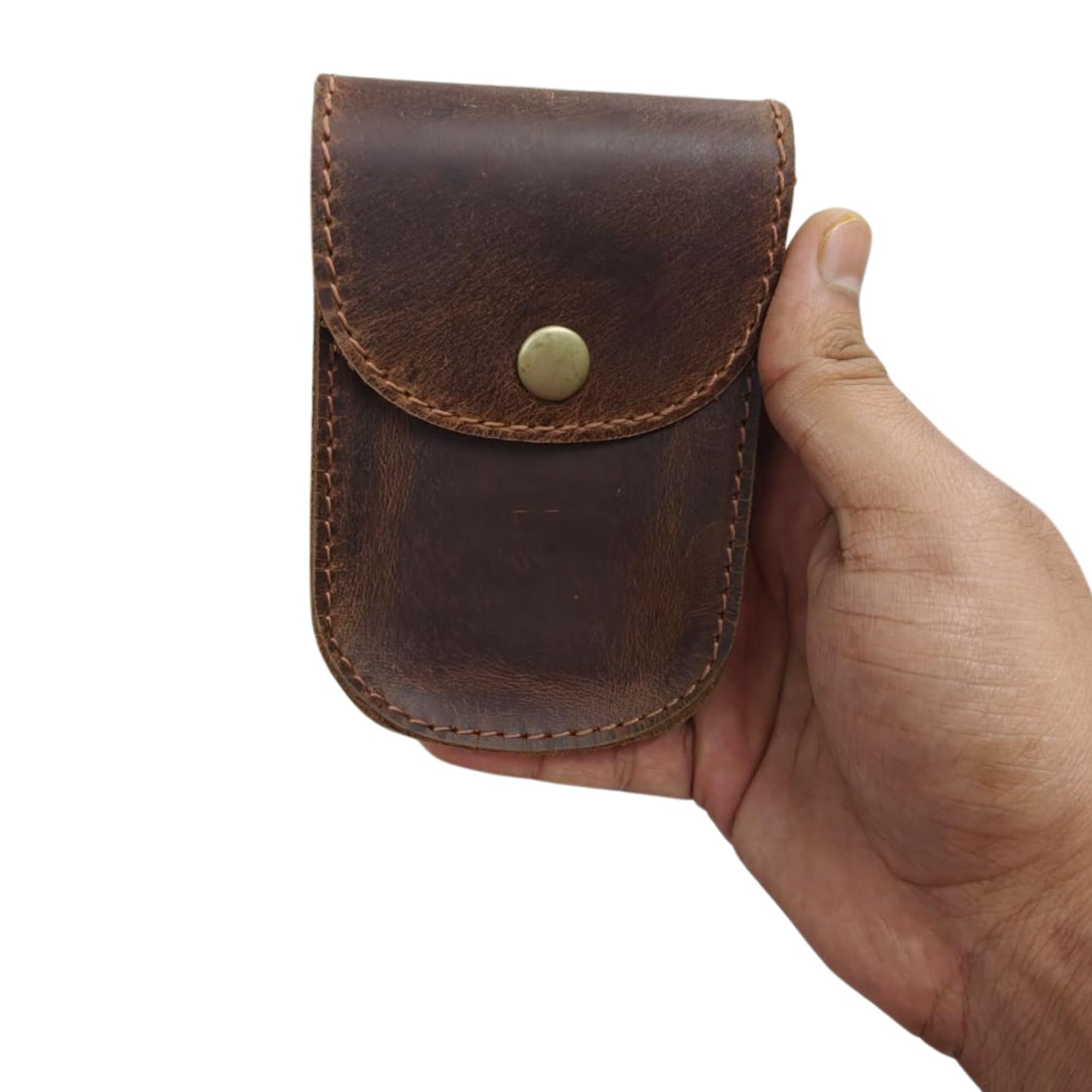 PavinCrafter Leather Belt Holster Pouch – Handmade EDC Waist Bag for Coins, Mini Wallet, Tools, Headphones – Full Grain Leather Utility Pouch for Men (Dark Brown)
