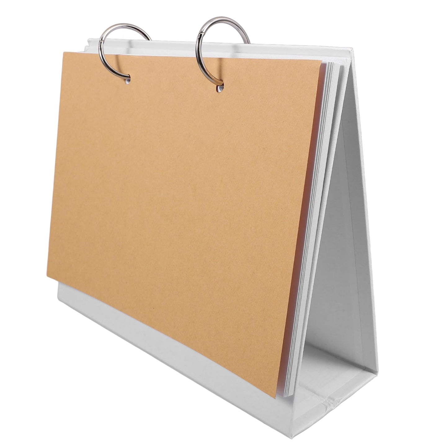 VILLCASE 8-Inch Blank Desk Calendar Standing DIY Planner with 15 Sheets Thick White Paper Removable Ring Binder Flip Calendar for Desktop Drawing Photo Collages and Custom Office Agenda White