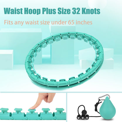 OurStarry 34 Knots Weighted Workout Hoop Plus Size, Smart Waist Exercise Ring for Adults Weight Loss (34 Knots Green)