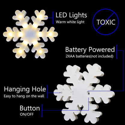 Vicila Snowflake Marquee Sign Christmas Lights, LED Night Lights Table & Wall Lamp for Bedroom, Kids' Room, Nursery Room, Home, Christmas Decorations - White Snowflake