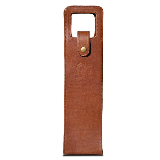 Argali Wines Premium Collection Single Bottle Wine Tote - Genuine Leather, Elegant & Durable, Secure Locking Strap, Sophisticated Gift for Wine Enthusiasts (Brown)