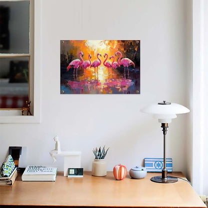 Yesad Flamingo Wall Art, Flamingo Canvas Wall Art Prints Tropical Pictures Poster Wall Décor for Living Room Bedroom Office Animal Lover Gift Home Decorations (Unframed,18”x12”, Flamingo)
