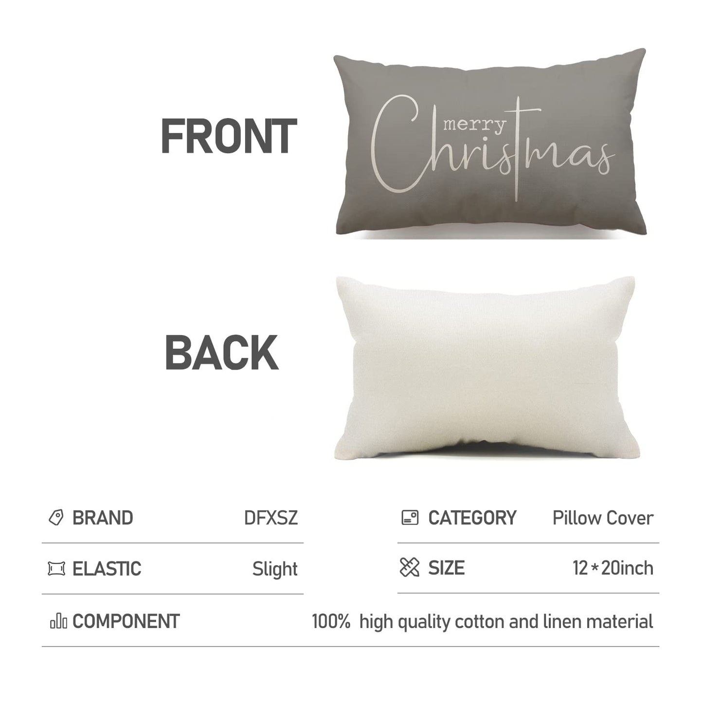 DFXSZ Christmas Throw Pillow Covers 12x20 Inch Set of 2 Merry Christmas Farmhouse Decorations Believe Holiday Decor Throw Cushion Case for Home Couch