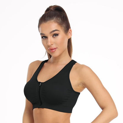 WANAYOU Sports Bras for Women Racerback Wireless Seamless Front Zipper Closure Workout Bra (XL:Fit 36D,36DD,38C,38D,40B,40C, 3 Pack Black)