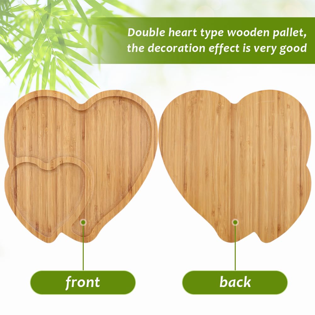 Wooden Serving Tray Heart Shaped Cheese Board Salad Plate Dinner Plate Cake Plate Decorative Serving Platter Plate for Snack Candy Food Fruit Decor (Size:10.63x10.63x0.63inch)