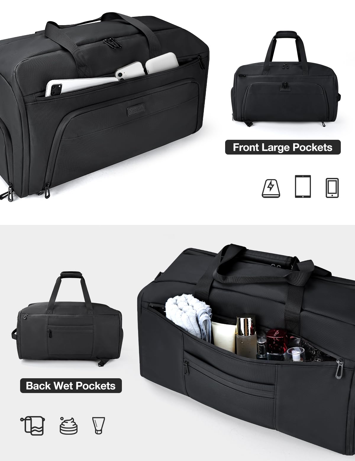 Noozion Garment Duffle Bag for Travel, 3-in-1 Convertible Carry On Suit Bag with Shoe Compartment, Lightweight Overnight Business Travel Bag for Men Women