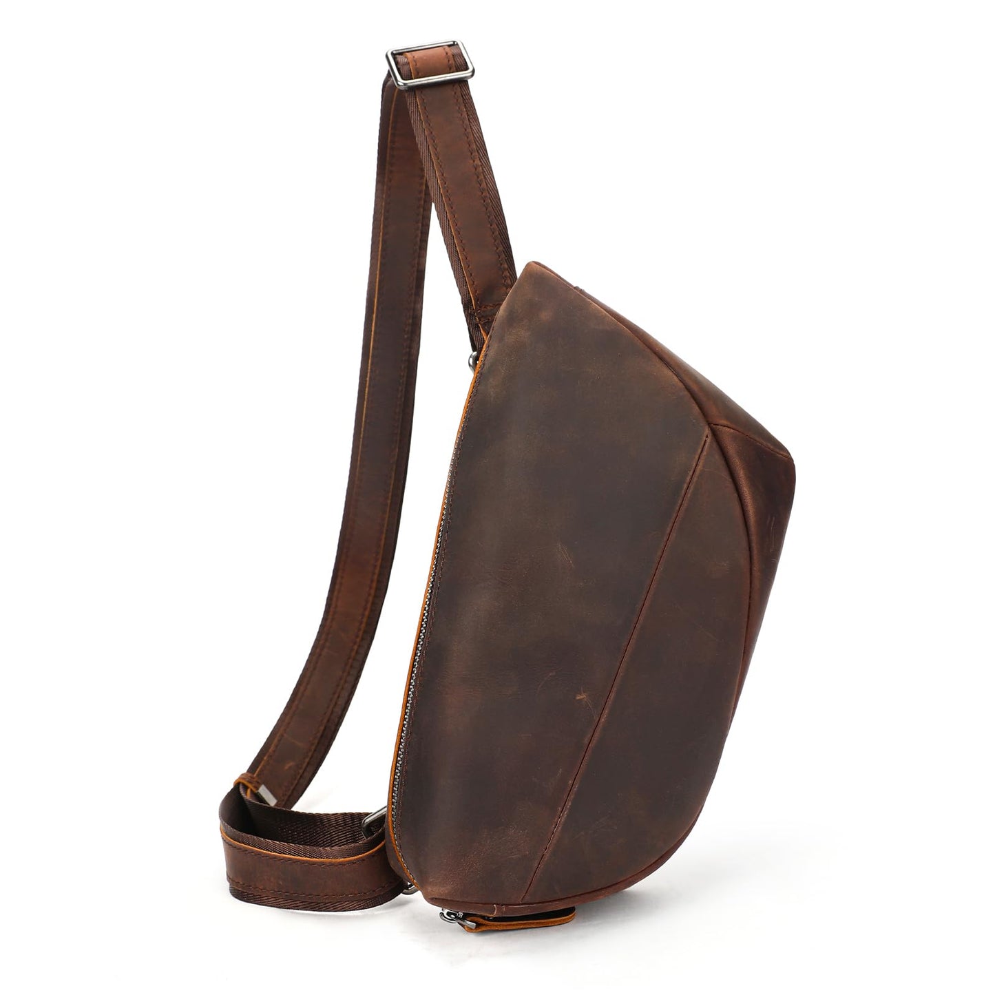 NIUCUNZH Genuine Leather Mens Sling Bag for Women Vintage Small Crossbody Bags Purse for Hiking Travel Chest Daypack (coffee)