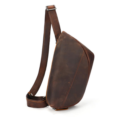 NIUCUNZH Genuine Leather Mens Sling Bag for Women Vintage Small Crossbody Bags Purse for Hiking Travel Chest Daypack (coffee)