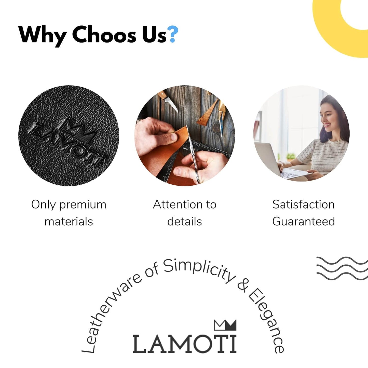 LAMOTI Leather Coasters for Drinks, 4" Drink Coasters Set of 6 with Holder for Tabletop Protection, Handmade Luxurious Home Décor and Housewarming Gift (Black)