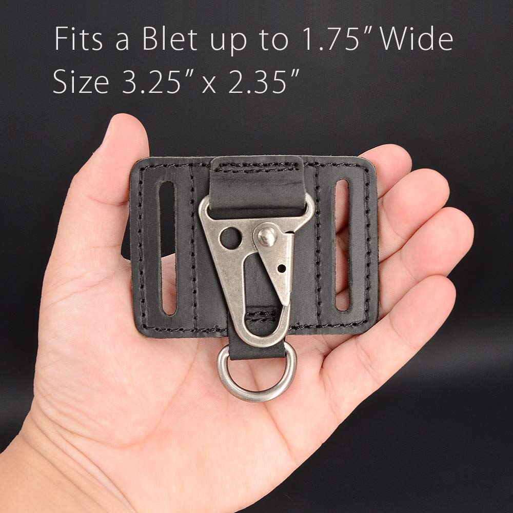 EDC Leather Key Ring Keychain Holder Belt Loop, Heavy Duty Belt Clip Key Fob Holder for Men, Key Ring on Belt, Solid Key Clip Key Chain, EDC Gear Essentials, Black.