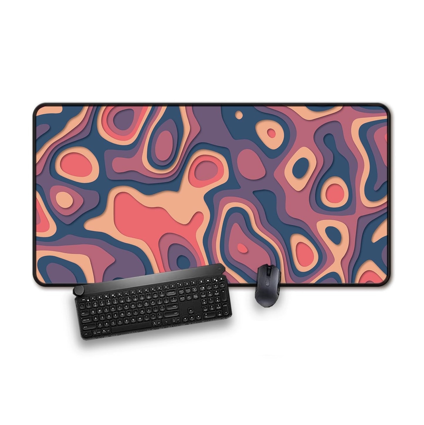 Large Gaming Mouse & Desk Pad with Abstract Pattern, Extended Size Desk Mat, Non-Slip Surface (Multicolor 2, 24 x 13.5 inches)