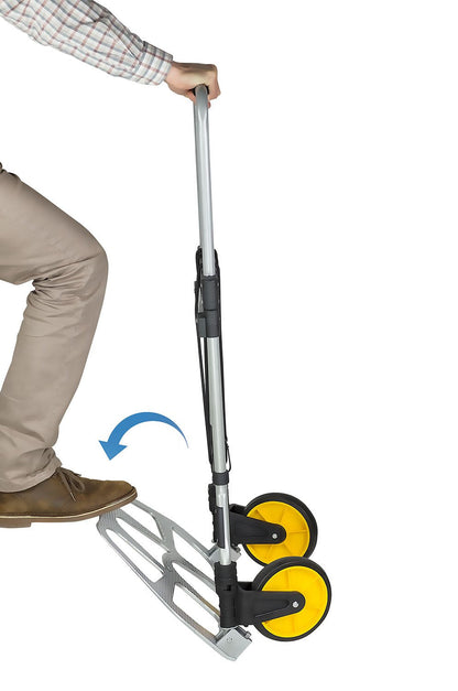 Mount-It! Folding Hand Truck and Personal Dolly, Aluminum Trolley, Heavy Duty 264 Lb Capacity Cart, Dolly Cart with Wheels of Durable Rubber, Soft Grip Telescoping Handle for Indoor Outdoor, Foldable
