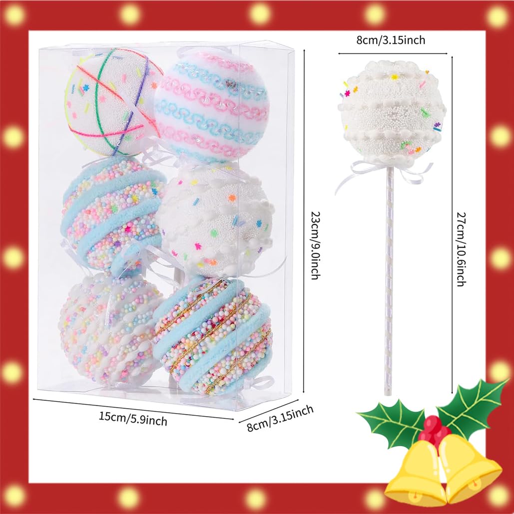6Pcs 10.6 inch Christmas Lollipop Candy Land Ornaments, Hanging Candy Cane Crafts for Xmas Tree Décor, Ideal for Xmas, New Year, Birthdays, Weddings & Home Parties