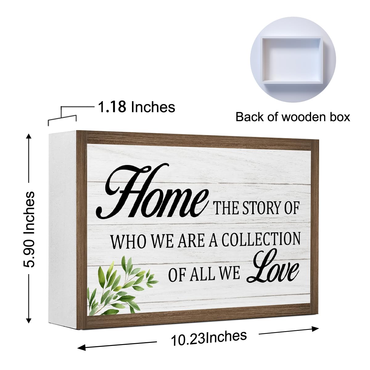 Home The Story of Who We are Wooden Box Sign Desk Decor,Family Quotes Wooden Block Plaque Sign for Home Farmhouse Living Room Bedroom Shelf Table Wall Decor