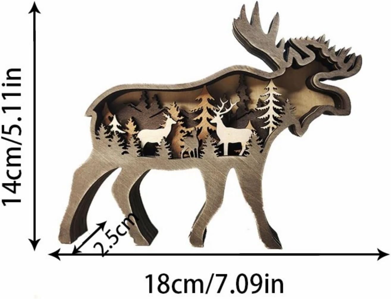 Drawelry 3D Wood Carving Animals Lamp Home Decorative, Cute Bear Family Elephant Presents Ideas Christmas Living Room Office Decor Warm LED Night Lights Gift for Friend Daughter Son Mom Dad (Moose)
