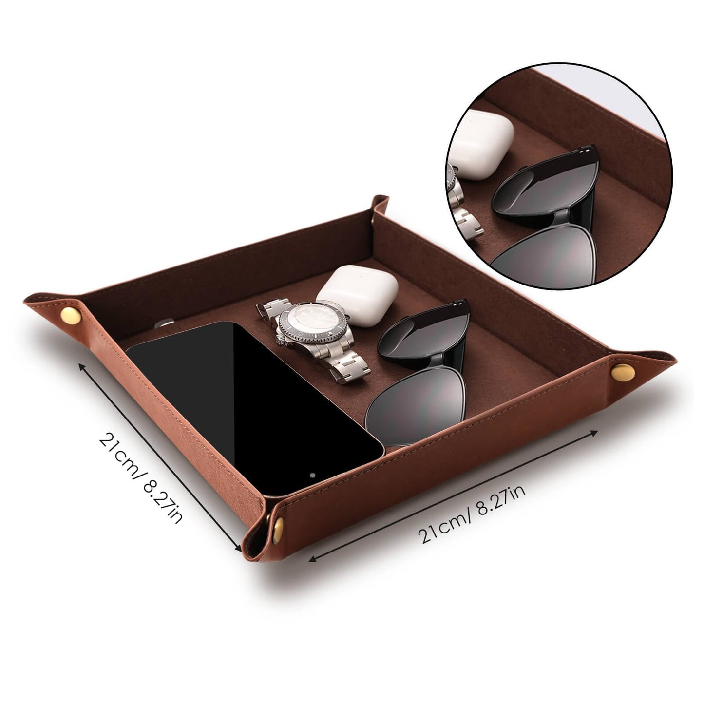 Wireless Charging Valet Tray, Hi-HONX Travel Essentials Organizer with 15W Fast Qi Charger for Passport, Phone, Keys, Wallet | Bedside Desk Valet Tray for Hotel, Home Entryway, Dresser