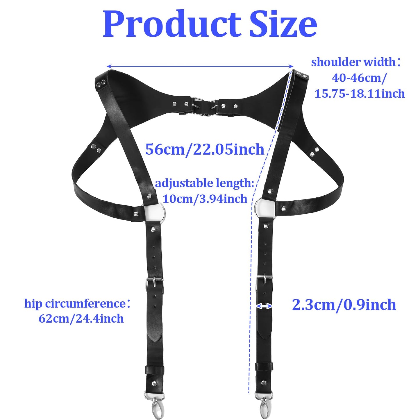 CIATBYYJ Men Leather Suspenders Vintage Men's Back Support Harness Harness Black Belt Strap Body Accessory
