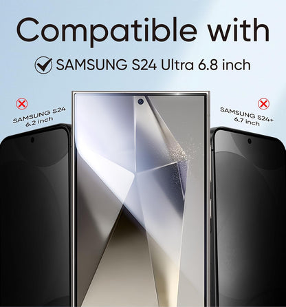 MAGIC JOHN [2 Pack] Basic for Samsung Galaxy S24 Ultra Privacy Screen Protector 6.8", Anti-Spy Tempered Glass, Bubble-Free, Easy Install, Case Friendly, 9H Hardness