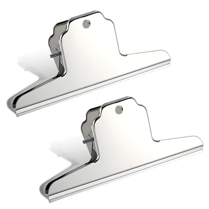 2 Pack Wide Extra Large Bull Clips Chip Bag Food Clips Large Dog Food Bag Clip 6.3in Stainless Steel Metal Binders Clip Jumbo Paper Clamp Strong Clamping Force Bags Clipes for Foods Crafts Office