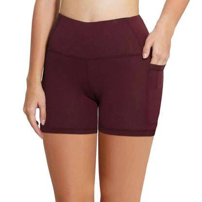 baleaf Workout Shorts Women 5" Biker Yoga Gym Spandex Running Volleyball Compression Tummy Control Short with Pockets Wine Red XXXL