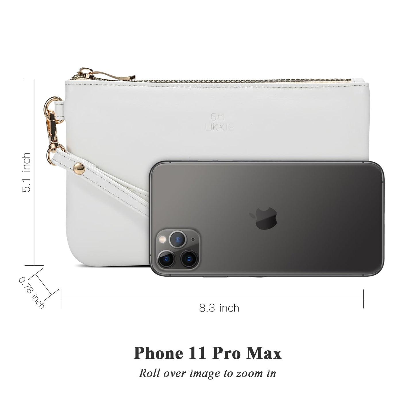 GM LIKKIE Wristlet Purse for Women, Evening Clutch Purse with strap for Party and Prom, Beach Bag for Summer (White PU Leather)