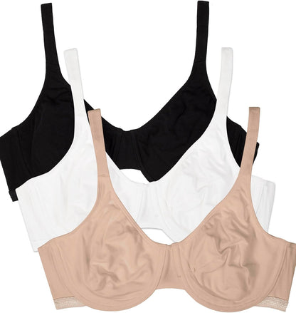 Fruit of the Loom Women's Multi-Pack Unlined Underwire Cotton Bra