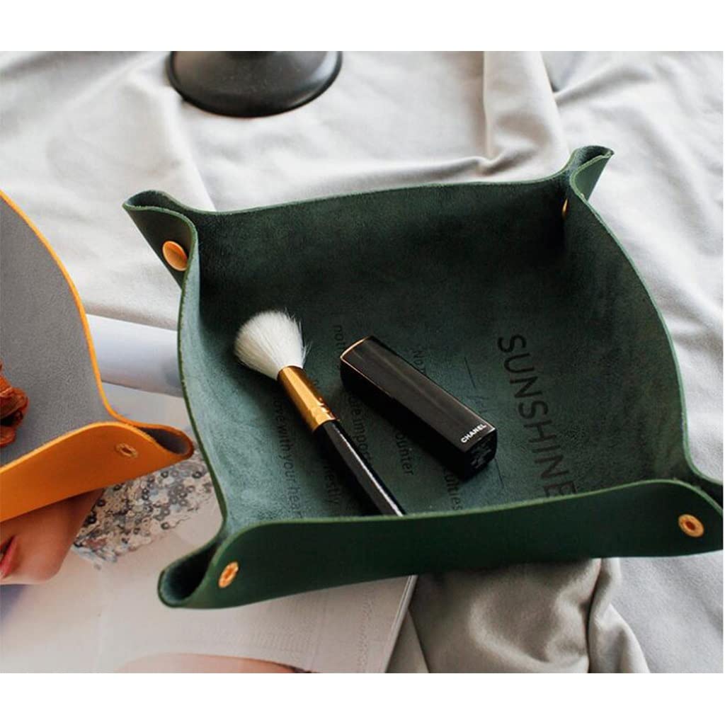 NABEIM Leather Jewelry Tray,Valet Tray for Men,Decorative Tray for Entryway Table to Hold Jewelry Watch Cosmetic Keys Phone Wallet Catchall Jewelry Organizer Dice Box Home Accessories