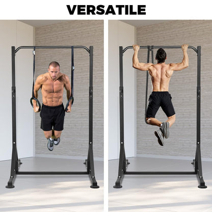 ONETWOFIT Pull Up Station, Power Tower Adjustable Pullup Bar Multifunction Strength Training Workout Gym Equipment Free Standing Chin up Bar for Home Outdoor, Support 440LBS (Black)