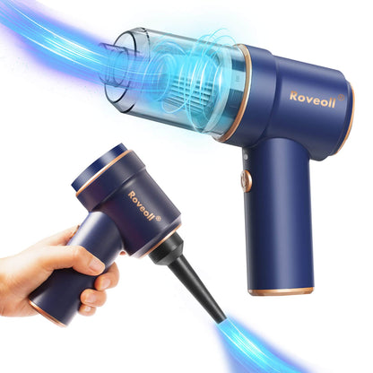 Roveoll Handheld Cordless Vacuum Cleaner, 2 in 1 Air Duster USB 80000 RPM Portable Compressed Air Dust Blower, Rechargeable Mini Car Vacuum Cleaner for Car, Home, Computer Keyboard and Pet Hair Clean