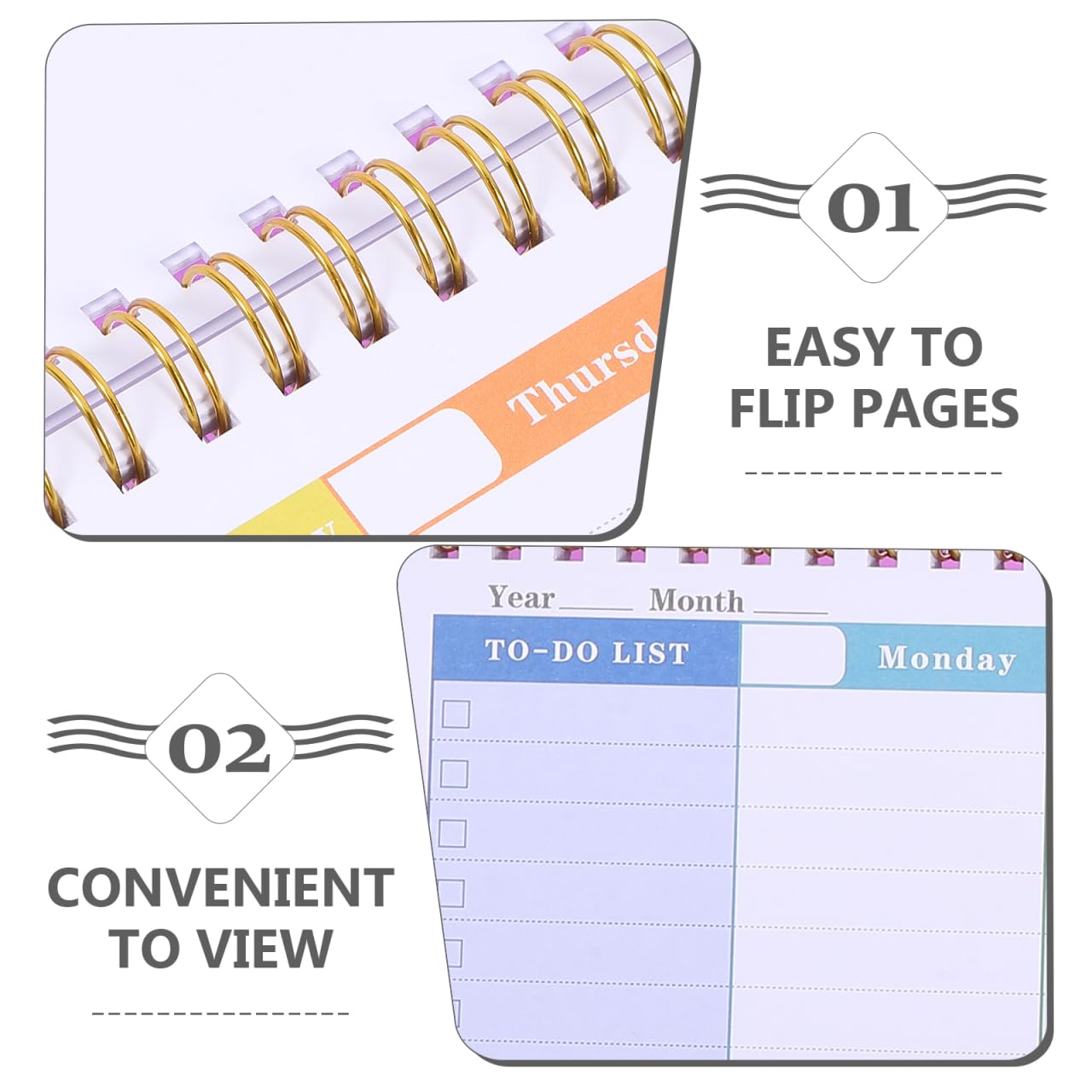 LALAFINA Brilliant Weekly Scheduler Undated Desk Planner Calendar Planning Pad for Whole Year School Home Office, Purple, 12X4.8 Inch