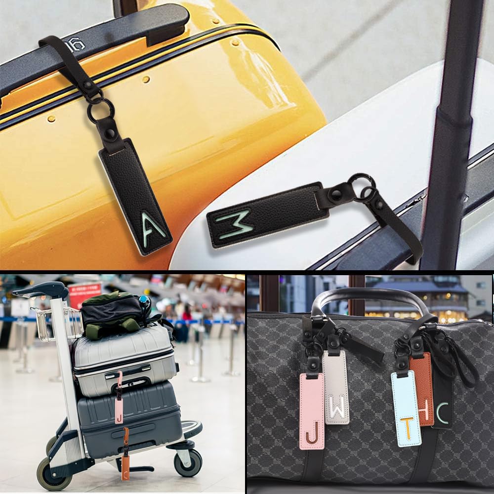 XGALBLA Initial PU Leather Letter A Keychains for Women, Two-tone Splicing Key Tag Bag Charms Key Holder Lanyard Strap for Key Purse Luggage Handbags Backpacks(Black and Green)