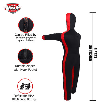 MMA SPORTS Kids Grappling Dummy Brazilian Jiu Jitsu Self Defense Martial Art Boxing Children Youth Wrestling Dummies (36-40 INCHES) - UNFILLED