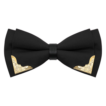 GHTIYLP Bow Ties for Men Women Metal Gold Bowtie, Pre Tied Mens Bow Tie Tuxedo Bowties Men for Prom Wedding Party (black)