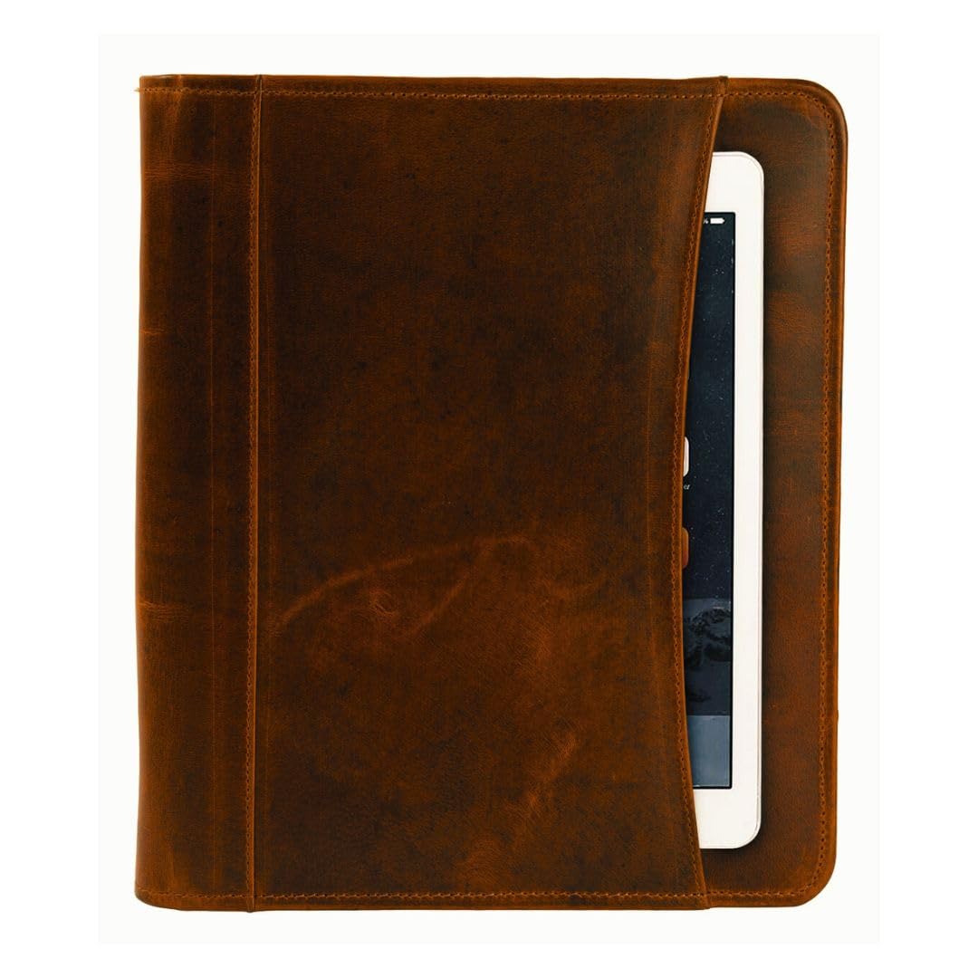 Jajmo Legacy Top Grain Leather Portfolio - Professional Business Padfolio & Document Organizer with Writing Pad for Men & Women