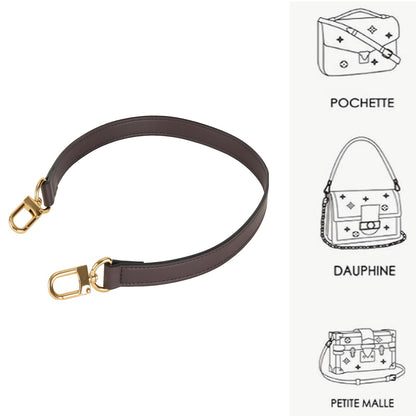 RICLVS Vachetta Leather Replacement Bags Wide Strap Shoulder Short Brown Straps for Speedy Graceful pochette Diane or Handbag (Coffee)