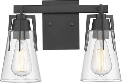 EAPUDUN 2-Light Vanity Light, Matte Black Bathroom Lighting Fixtures Over Mirror, Modern Metal Wall Sconce for Hallway Kitchen Bedroom Living Room, WLA1401-MBK