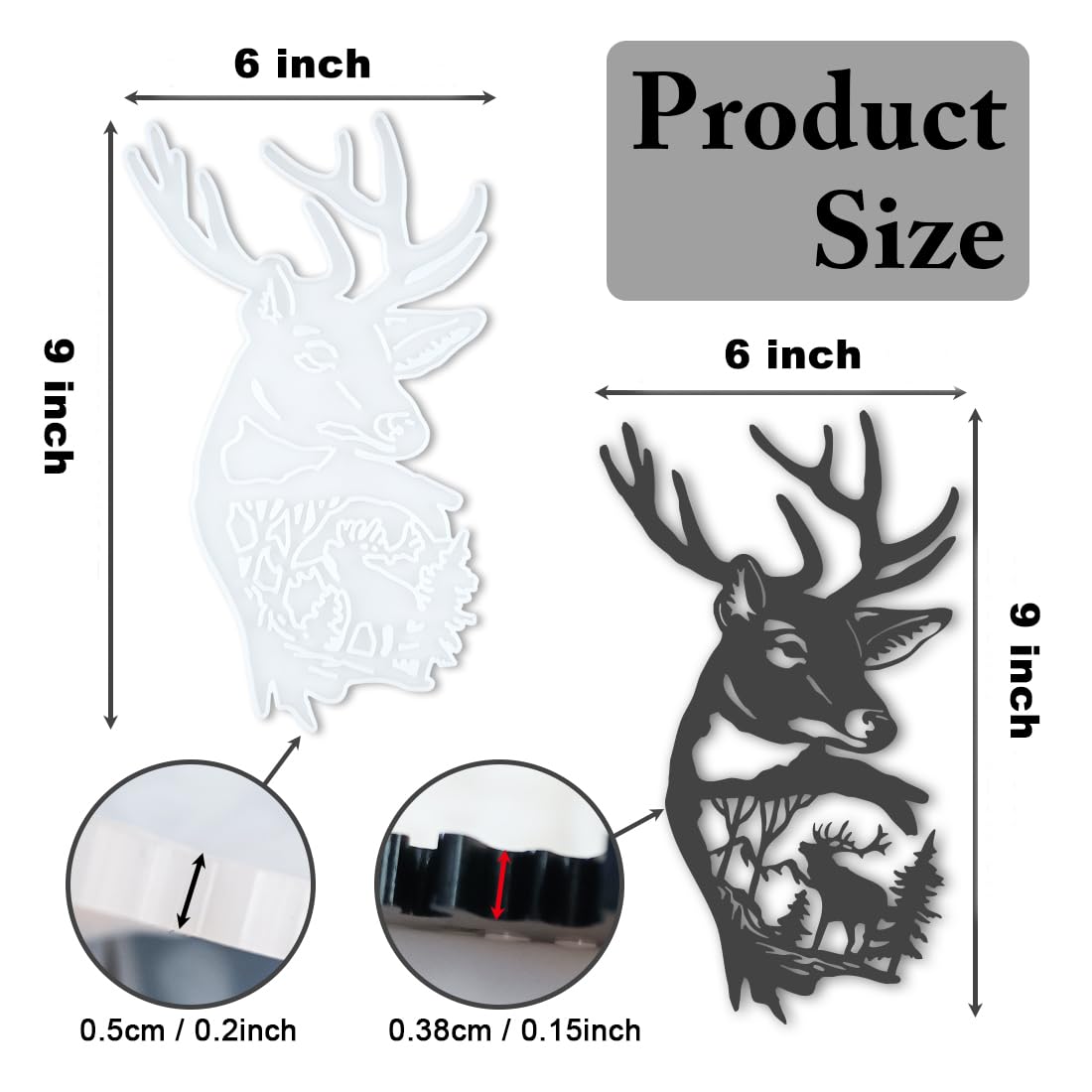 Deer Wall Decor Resin Silicone Mold, Deer Antlers Head Epoxy Casting Mold for Wall Hanging Mount Decor, DIY Door Wall Art Home Party Unique Decoration