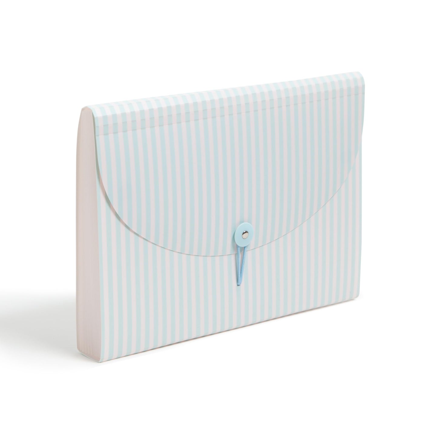 U Brands 13 Pocket Poly Expandable File, 13" x 9.65" x 1.5", Muted Prep Blue Stripes, Letter Size
