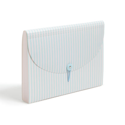 U Brands 13 Pocket Poly Expandable File, 13" x 9.65" x 1.5", Muted Prep Blue Stripes, Letter Size