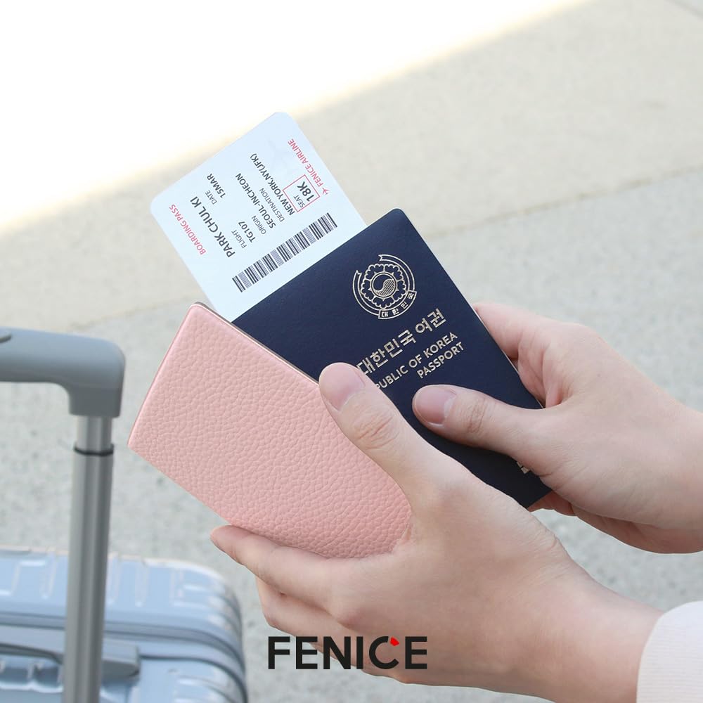 Fenice Classic Passport Cover Holder Wallet Case for Travel Essential RFID Blocking Vegan Leather Waterproof (YELLOW)