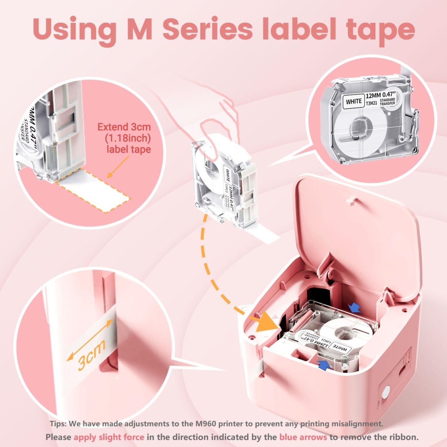Label Maker Tape- M950 Laminated Labels, 12mm 0.5 Inch, 4m, Black on White, for PT-M95 PT-90 PT-70 M950 Label Maker, Compatible with P Touch M Tape,M231 MK231,for Back to School Supplies