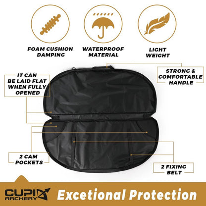 LWANO Compound Bow Case Soft Light-Weight Bow Bag with Arrow Pocket and Backpack Straps