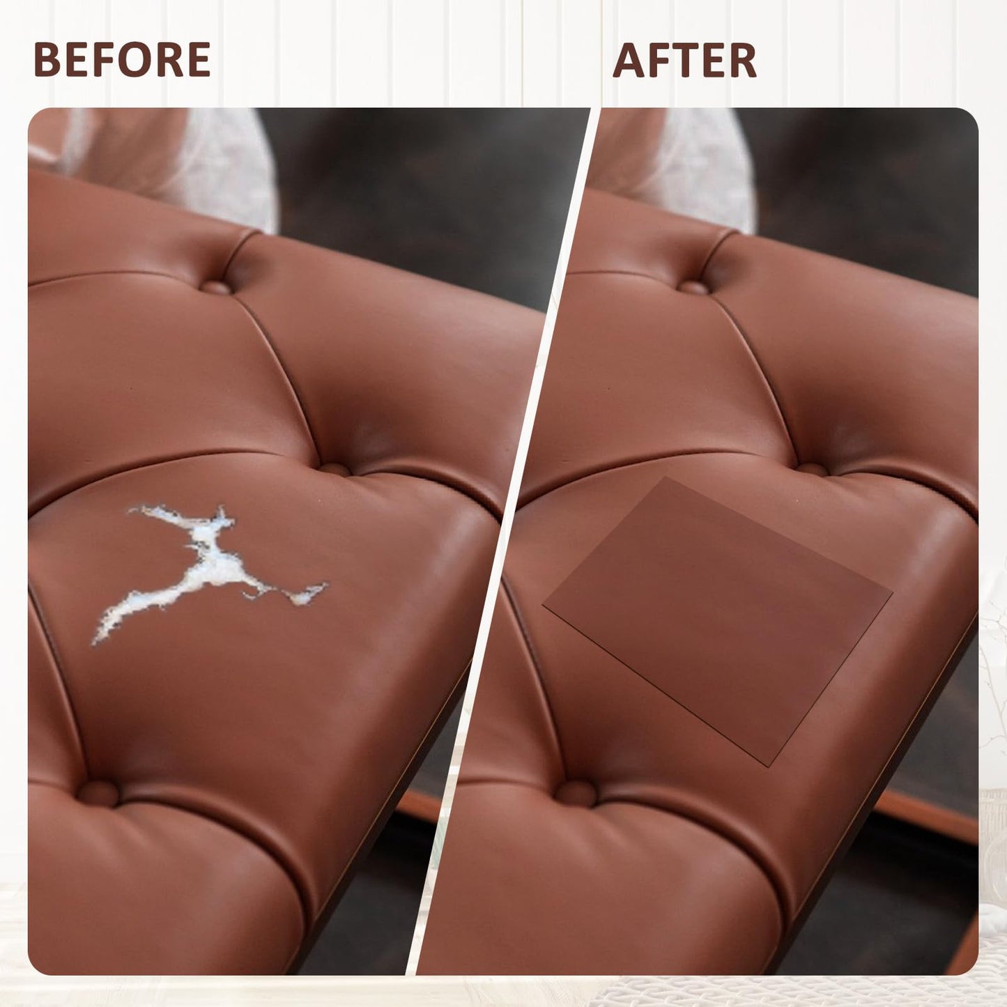 AOOTOOLINK Leather Repair Patch 17X158 Inch Self Adhesive Leather Repair, Large Leather Repair Tape for Couches, Furniture, Car Seats, Cabinets, Sofa, Handbags (Dark Brown, 17X158 Inch)