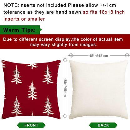 RABUSOFA Christmas Pillow Covers 18x18 inch Set of 2 Indoor Outdoor Waterproof Red Christmas Decor Tree Decorative Throw Cushion Cases Winter Xmas Holiday Decoration for Couch Patio